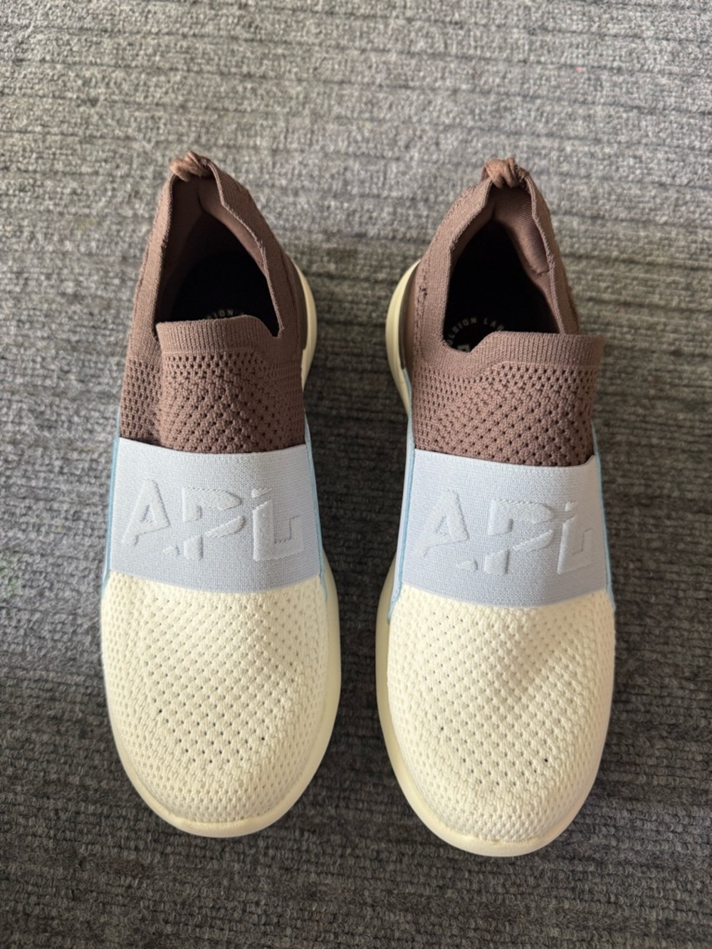 APL Slip-On Sneakers in Brown, Light Blue & Cream